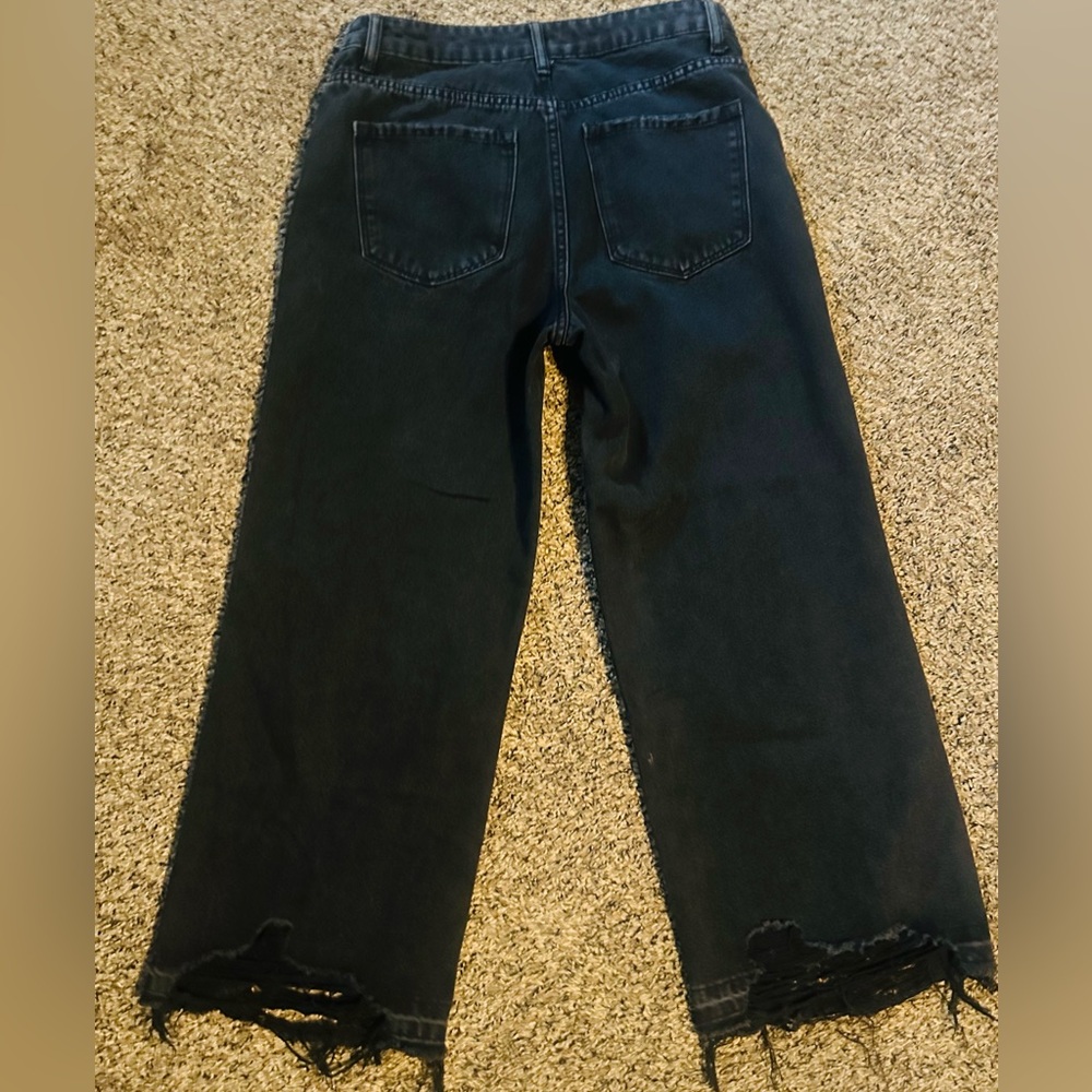 Vervet distressed Wide Leg Black Jeans. - Picture 8 of 13